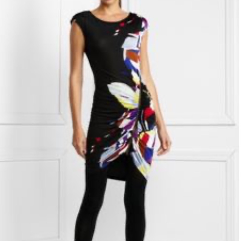 Sexy floral shirred zippered dress